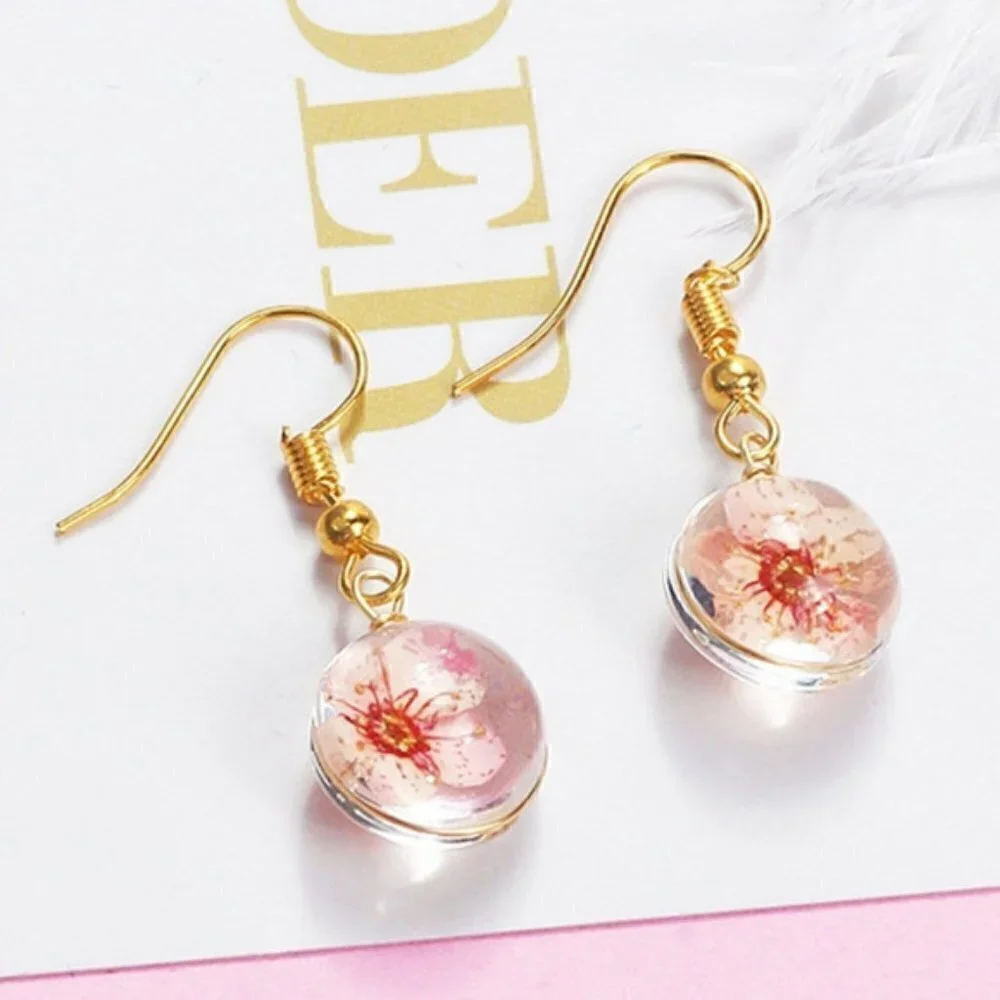 Dried Flowers Glass Crystal earrings jewelry
